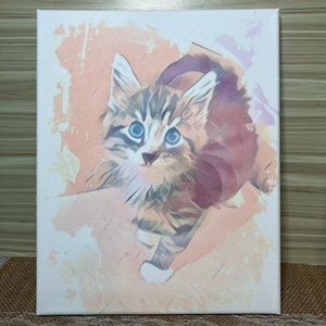 Watercolored kitten canvas